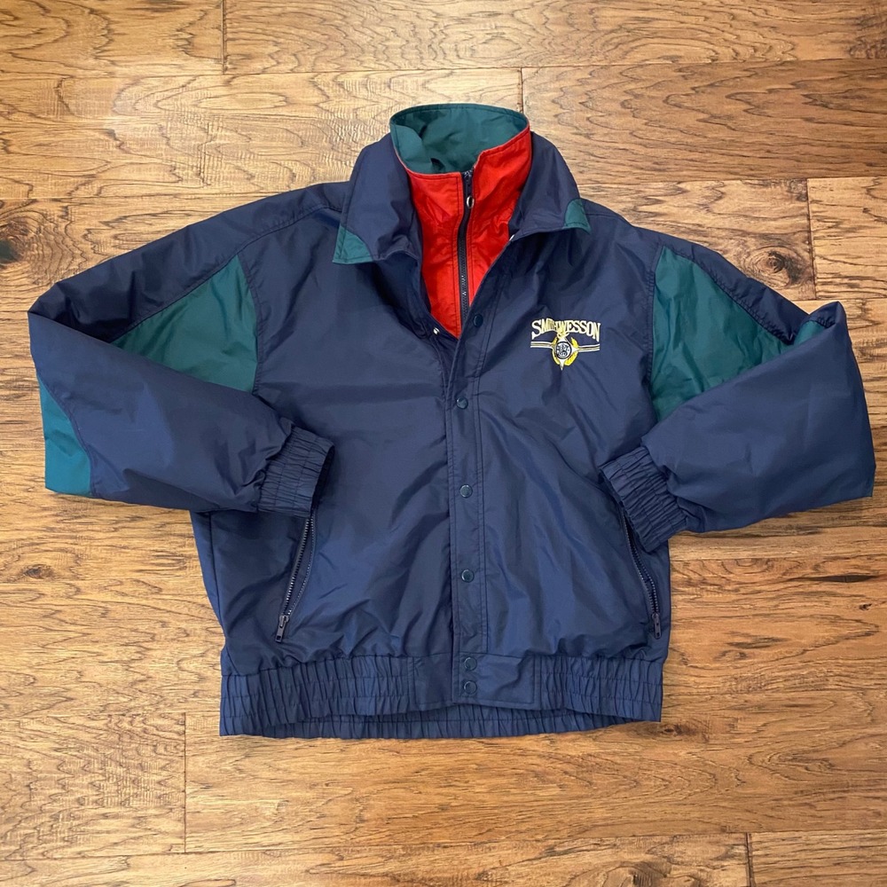 Vintage Smith & Wesson Windbreaker Jacket Mens XL Navy Green Colorblock Nylon